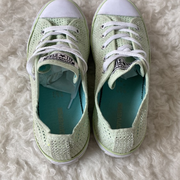Kids mint green perforated converse. Green converse. Mint green converse kids - Picture 7 of 9